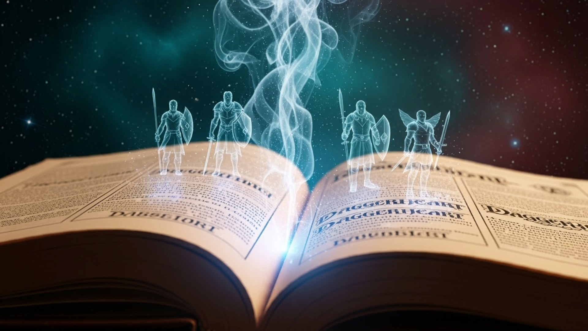 Dames at Heart DM Renee CK's GM tips cover with open book and visages of warriors